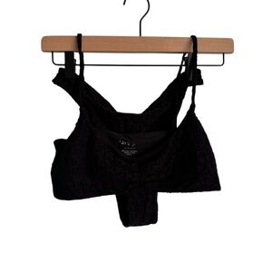 Tai Swim 2 Piece High Cut Cheeky Black Burnout Velvet Textured Leopard Print M